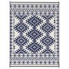 Reversible Outdoor Rug, Waterproof Plastic Straw with Carry Bag, 9' x 12', Blue & White Rhombus Border