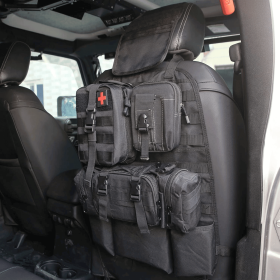 Universal Tactical Vehicle Back Seat Organizer with 3 Detachable Pouches Molle Pouches Truck Seat Organizer Tactical Gear for Car Truck Ford Jeep Vehi