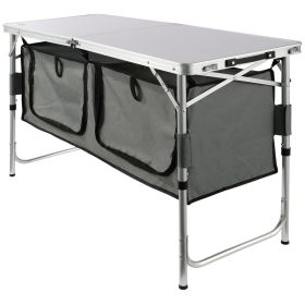 VEVOR Camping Kitchen Table, Quick set-up Folding Camping Table with A Carrying Bag, 3 Adjustable Heights, MDF Camping Table
