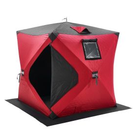 VEVOR Portable Ice Shelter, 1-2 Person Insulated Pop-Up Ice Fishing Tent, 24 Square Feet Fishable Area, Thermal Ice Shanty for Winter Fishing