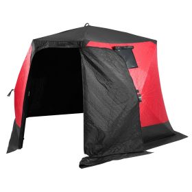 VEVOR Portable Ice Shelter, 4-6 Person Insulated Pop-Up Ice Fishing Tent, 50 Square Feet Fishable Area, Thermal Ice Shanty for Winter Fishing