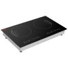 VEVOR Induction Cooktop, 1800W Electric Countertop Burner, 2 Burner Touch Control Stove, Built-in Induction Cooktop with 9 Power Settings