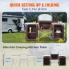 VEVOR Camping Kitchen Table, Folding Outdoor Cooking Table with Storage Carrying Bag, Aluminum Cook Station 3 Cupboard & Detachable Windscreen