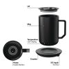 12oz. Stainless Steel Self Heating Coffee Mug with Lid, 3.5" x 3.5" x 5"